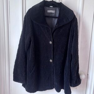Women’s Vintage Tsunami Made in Canada Black Button Front Raised Floral Coat M